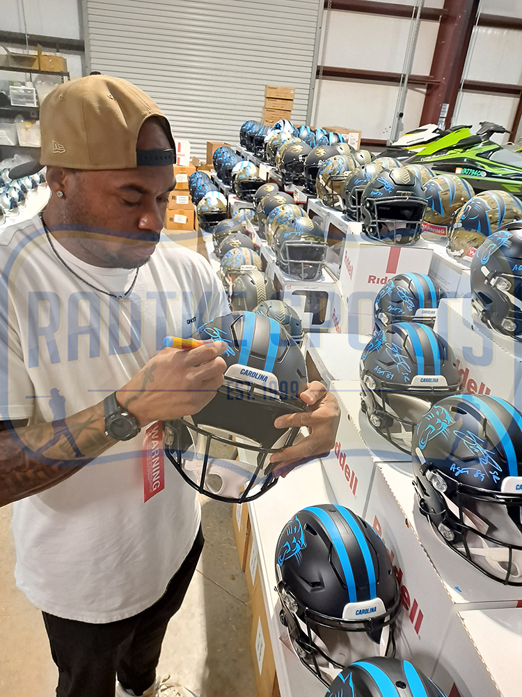 Steve Smith Sr. Signed Carolina Panthers Speed Authentic Lunar NFL Helmet With "Agent 89" Inscription - Image 3