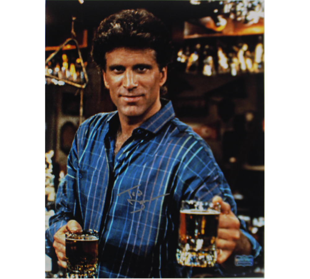 Ted Danson Signed Cheers Unframed 11x14 Holding Beer Mugs Photo