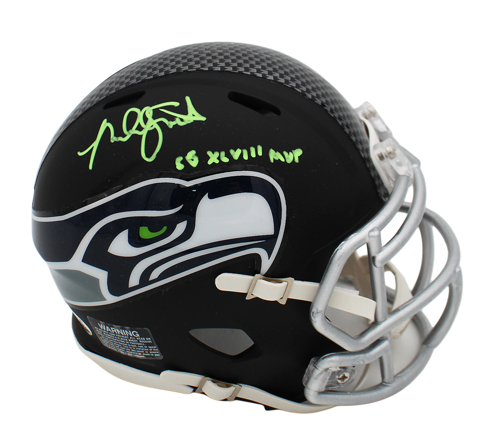 Malcolm Smith Signed Seattle Seahawks Speed Black Matte NFL Mini Helmet with "SB XLVII MVP" Inscription