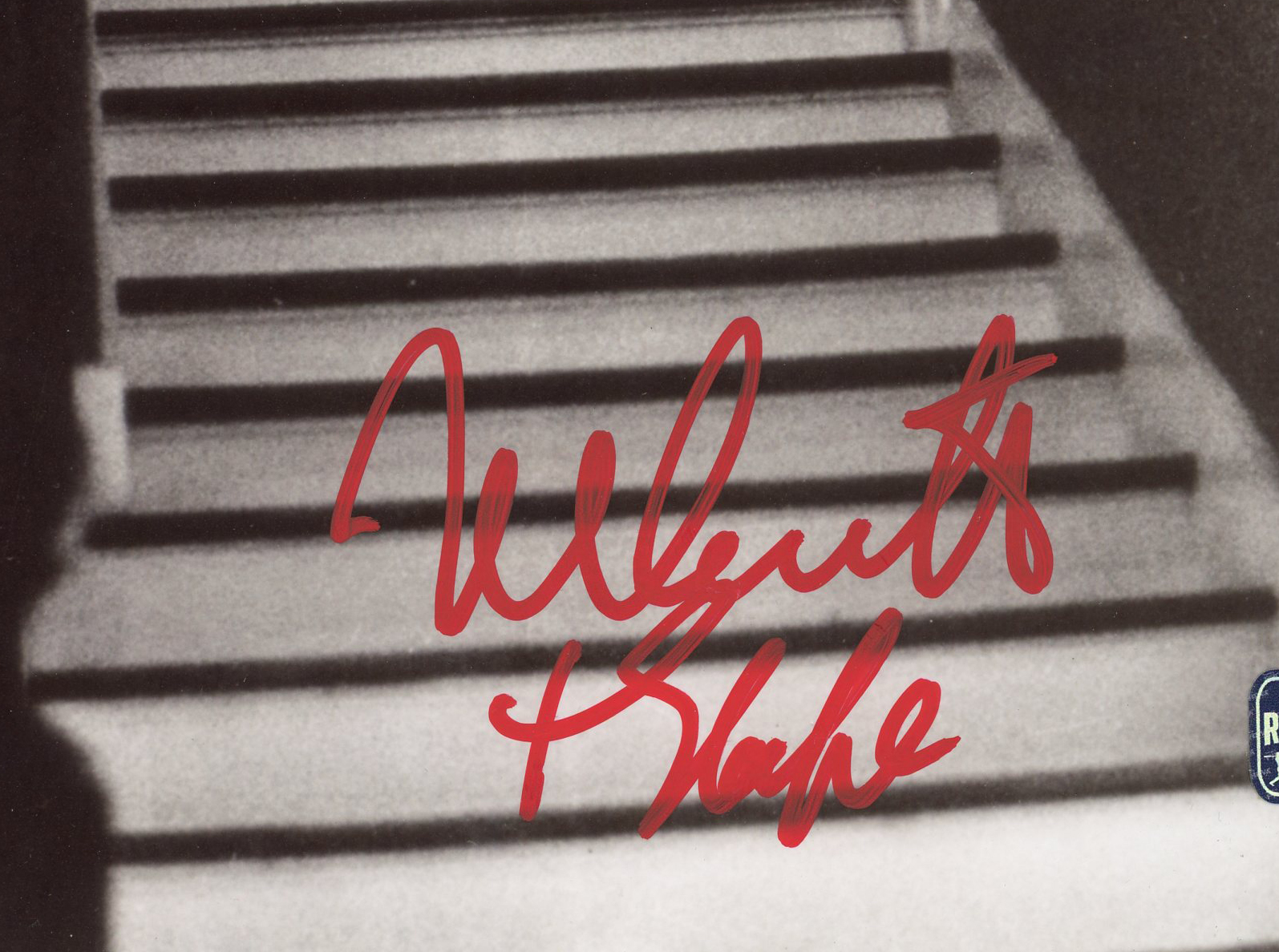 Nick Castle Signed Halloween Unframed 8x10 Top of Stairs Photo - Red Ink with "The Shape" Inscription - Image 2