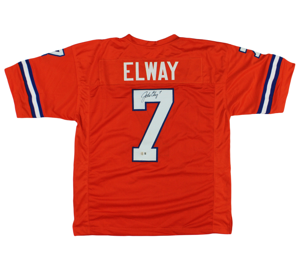 John Elway Signed Denver Custom Orange Jersey
