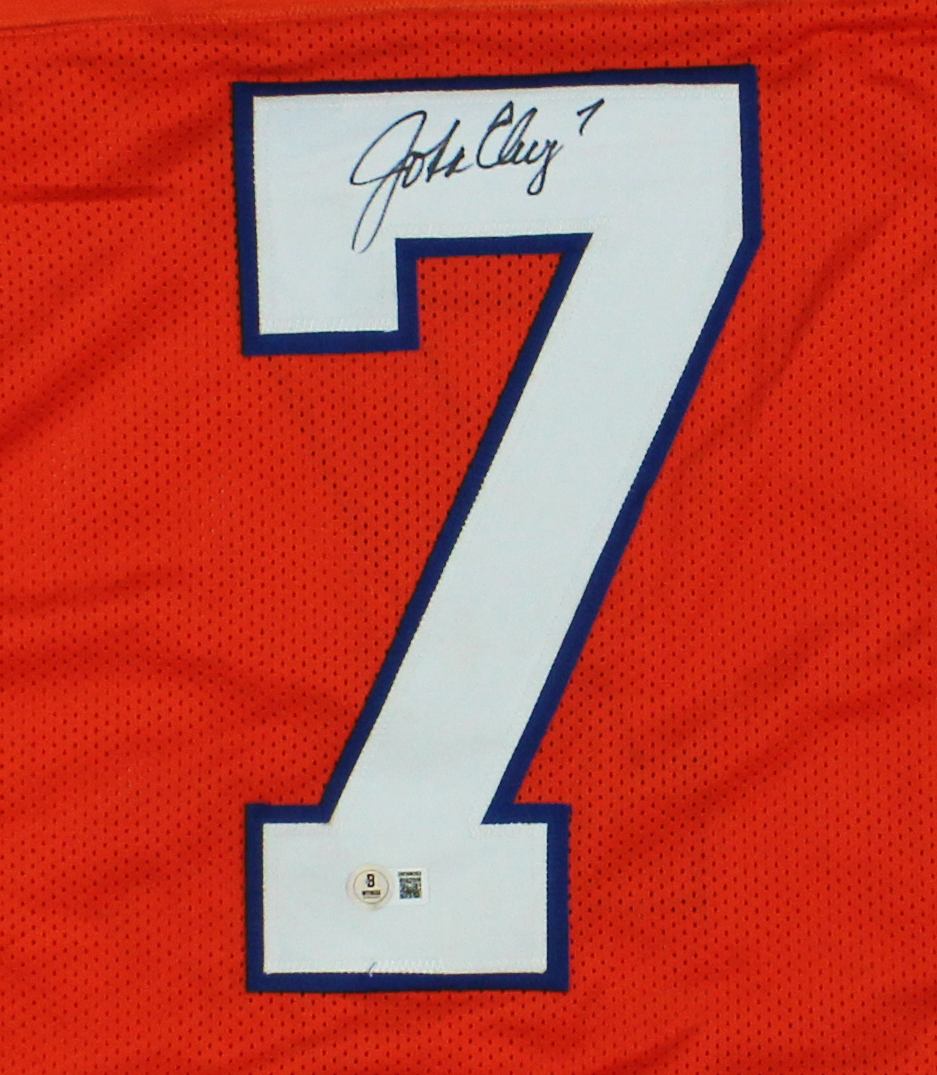 John Elway Signed Denver Custom Orange Jersey - Image 2