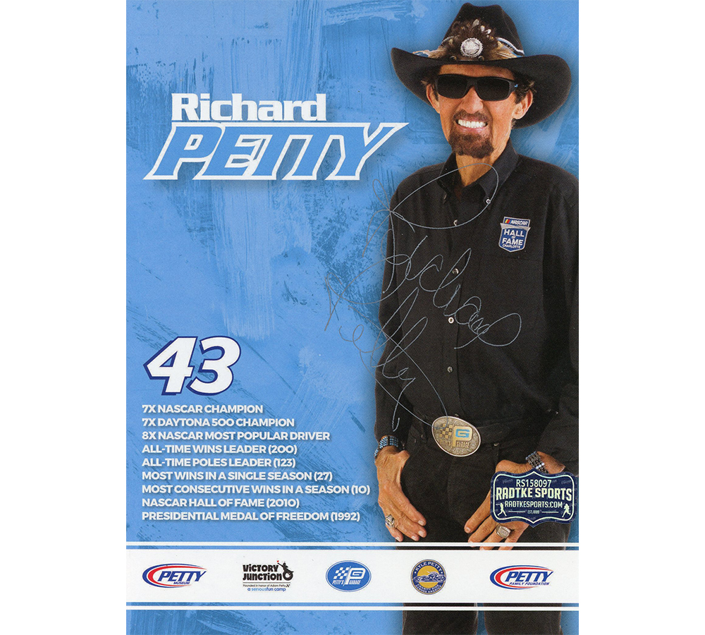 Richard Petty Signed NASCAR Hands in Pocket 5x7 Card