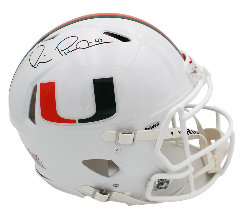 Michael Irvin Signed Miami Hurricanes Speed Authentic White NCAA Helmet - Image 2