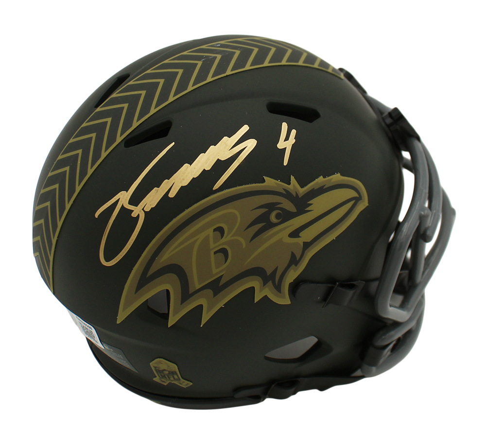 Zay Flowers Signed Baltimore Ravens Speed Salute to Service 4 NFL Mini Helmet