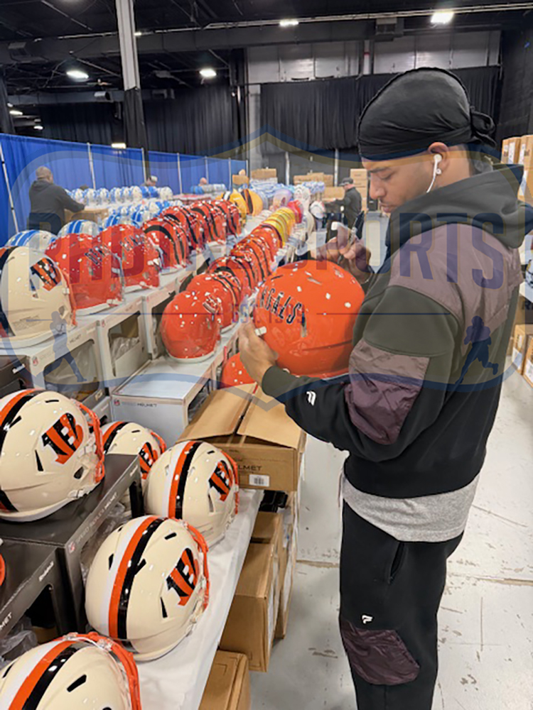 Ja'Marr Chase Signed Cincinnati Bengals Speed Authentic Throwback 68-79 NFL Helmet - Image 2
