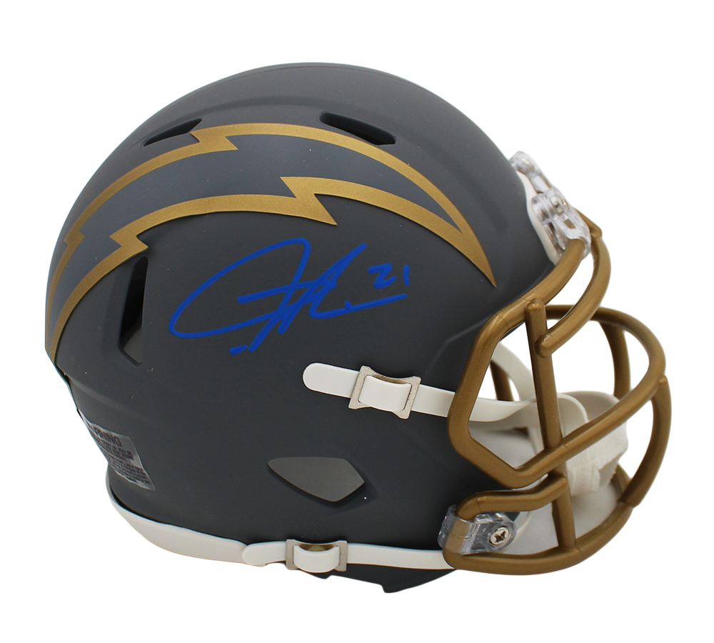LaDainian Tomlinson Hand Signed Chargers Speed Slate Mini Helmet with Beckett COA