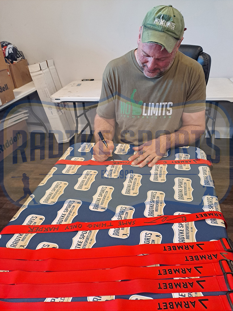Devon Larratt Signed Armbet 48" Red Arm Wrestling Strap with "Same Thing Only Harder" Insciption - Image 2