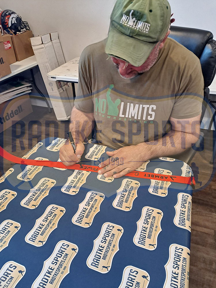 Devon Larratt Signed Armbet 48" Red Arm Wrestling Strap with "Power Up" Insciption - Image 2
