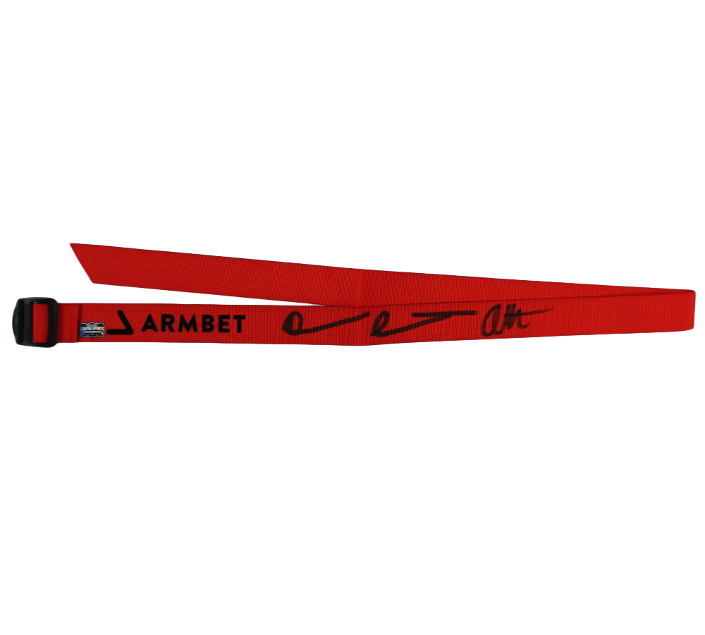 Devon and Auden Larratt Signed Armbet 48" Red Arm Wrestling Strap