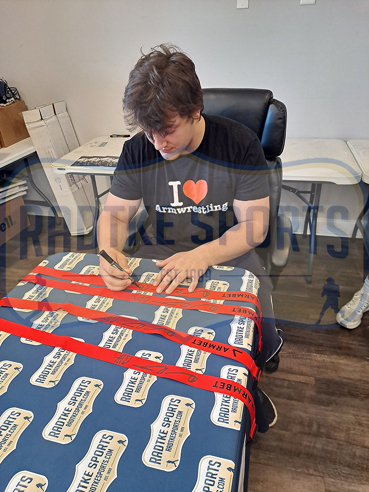 Devon and Auden Larratt Signed Armbet 48" Red Arm Wrestling Strap - Image 3