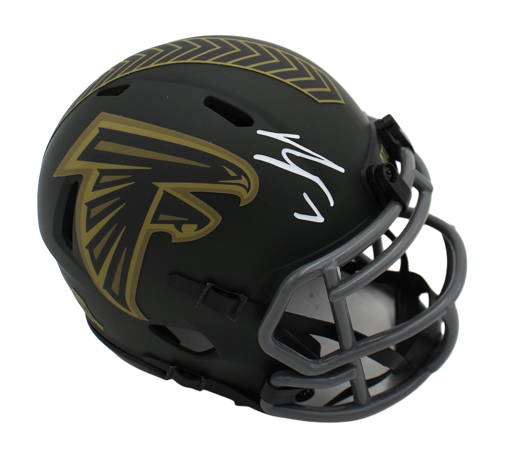 Bijan Robinson Signed Atlanta Falcons Speed Salute to Service 4 NFL Mini Helmet
