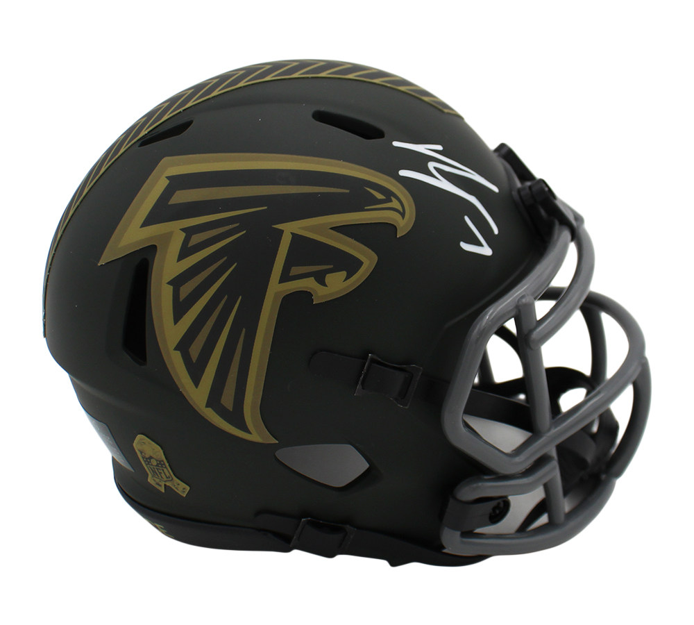 Bijan Robinson Signed Atlanta Falcons Speed Salute to Service 4 NFL Mini Helmet - Image 2
