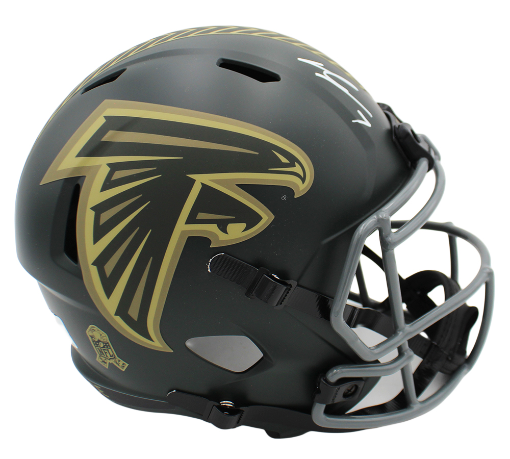 Bijan Robinson Signed Atlanta Falcons Speed Full Size Salute to Service 4 NFL Helmet - Image 2