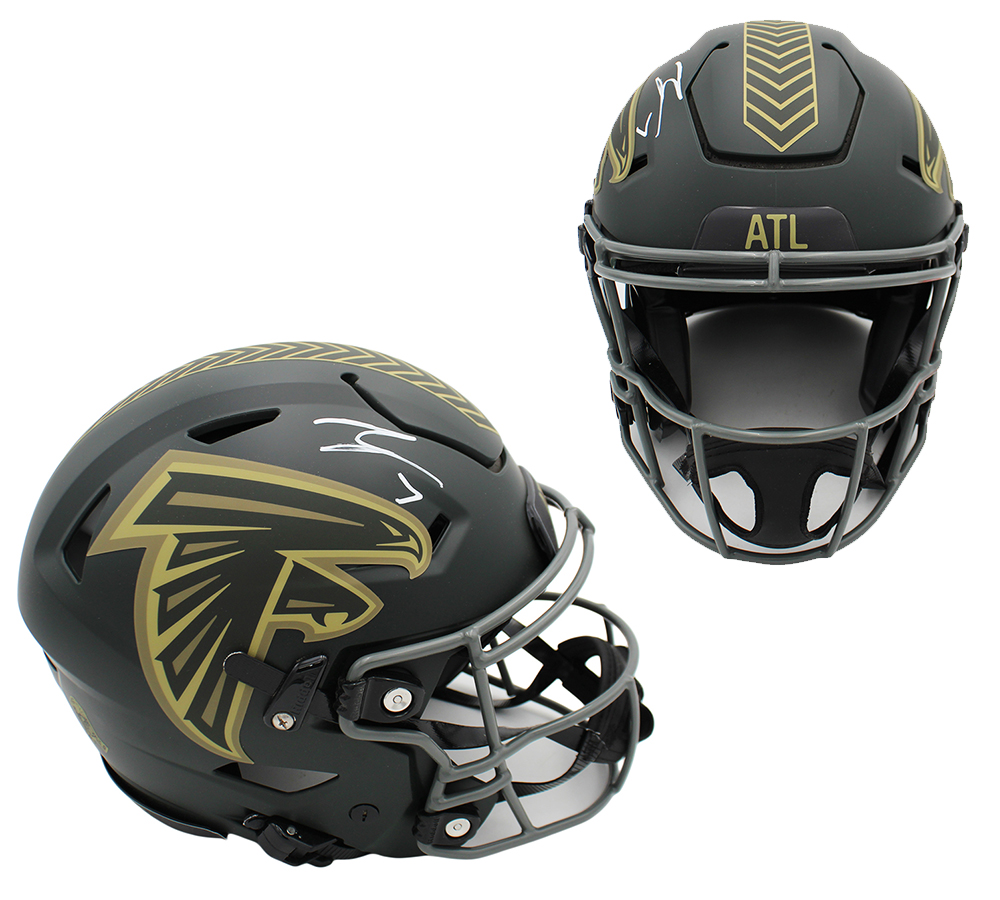 Bijan Robinson Signed Atlanta Falcons Speed Flex Authentic Salute to Service 4 NFL Helmet