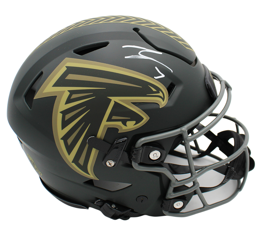 Bijan Robinson Signed Atlanta Falcons Speed Flex Authentic Salute to Service 4 NFL Helmet - Image 2