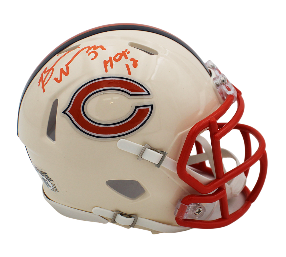 Brian Urlacher Signed Chicago Bears Speed Retro NFL Mini Helmet with "HOF 18" Inscription - Image 2