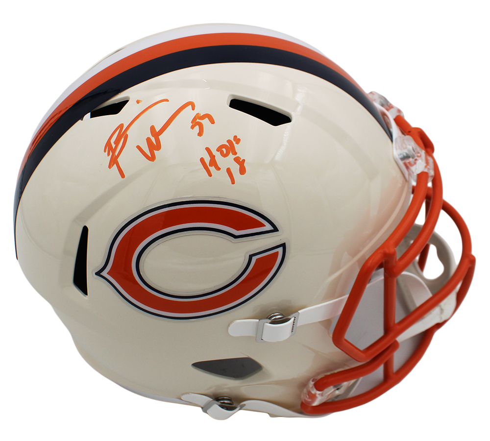 Brian Urlacher Signed Chicago Bears Speed Full Size Retro NFL Helmet with "HOF 18" Inscription - Image 2