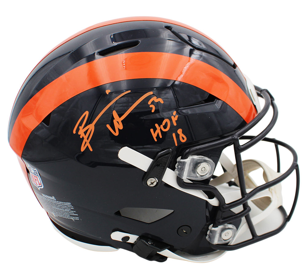 Brian Urlacher Signed Chicago Bears Speed Flex Authentic Tribute NFL Helmet with "HOF 18" Inscription - Image 2