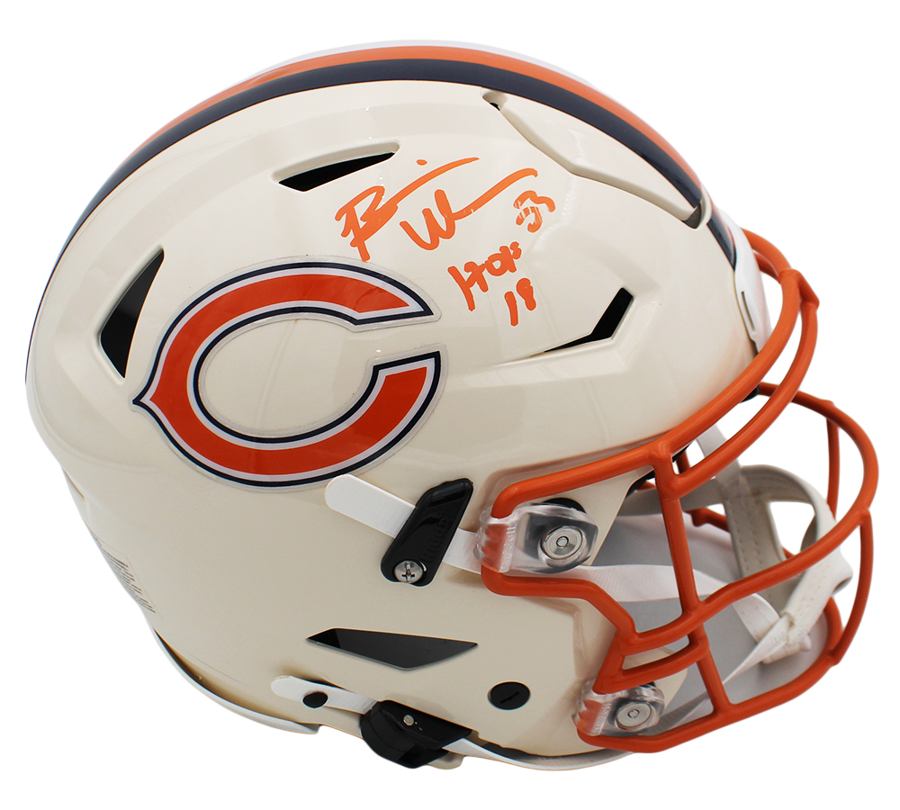 Brian Urlacher Signed Chicago Bears Speed Flex Authentic Retro NFL Helmet with "HOF 18" Inscription - Image 2
