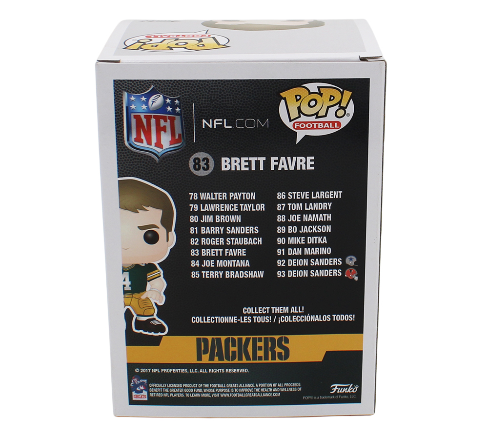 Brett Favre Signed Green Bay Packers Model #83 Funko Pop - Yellow Ink - Image 3