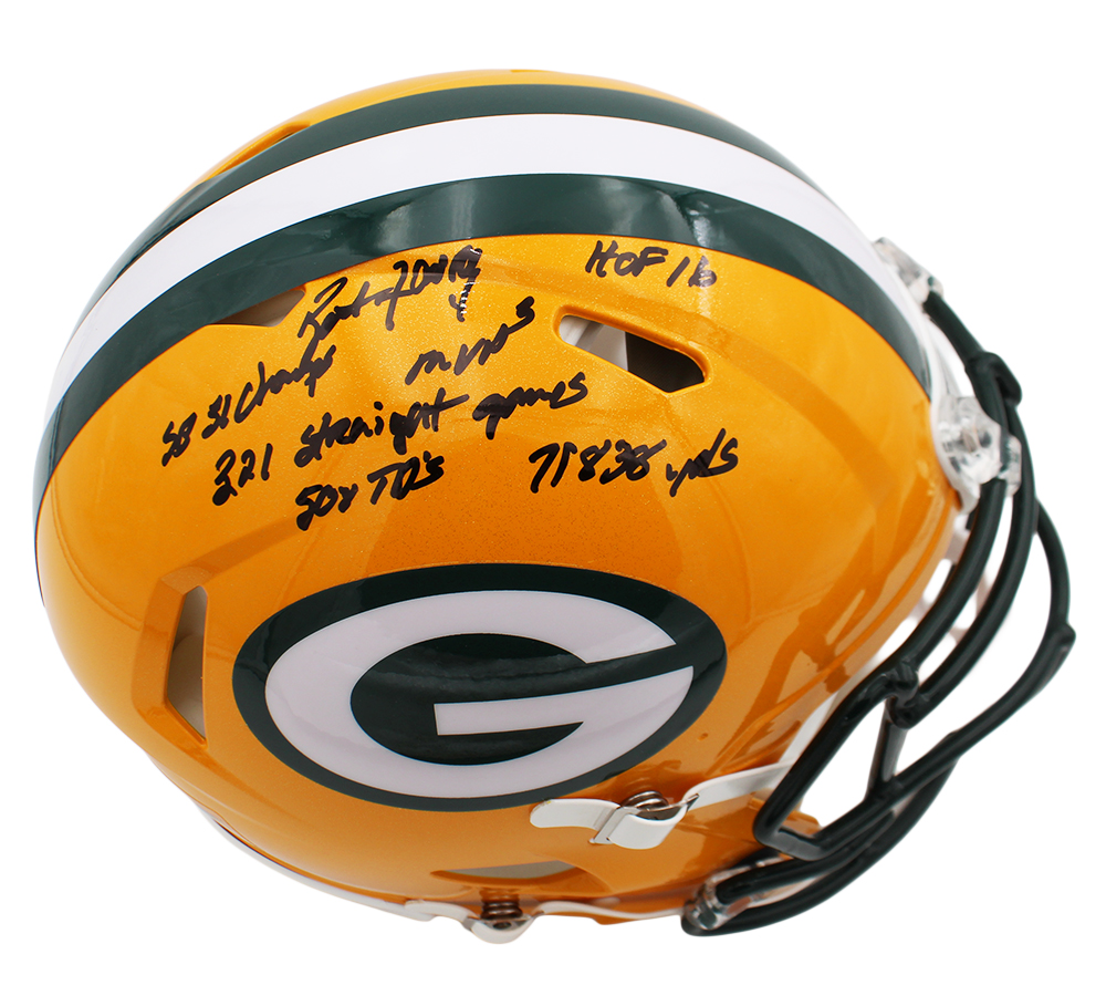 Brett Favre Signed Green Bay Packers Speed Authentic NFL Helmet with 6 Inscriptions