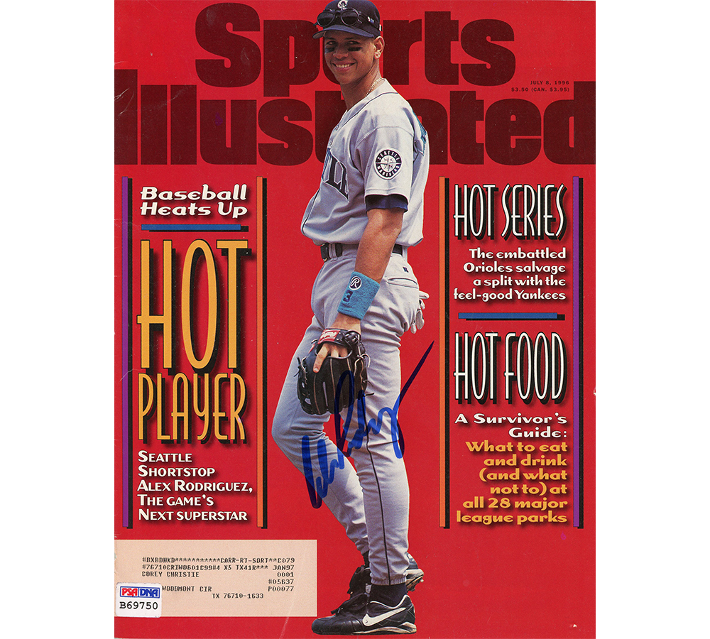 Alex Rodriguez Signed Seattle Mariners 1996 Sports Illustrated Magazine Cover