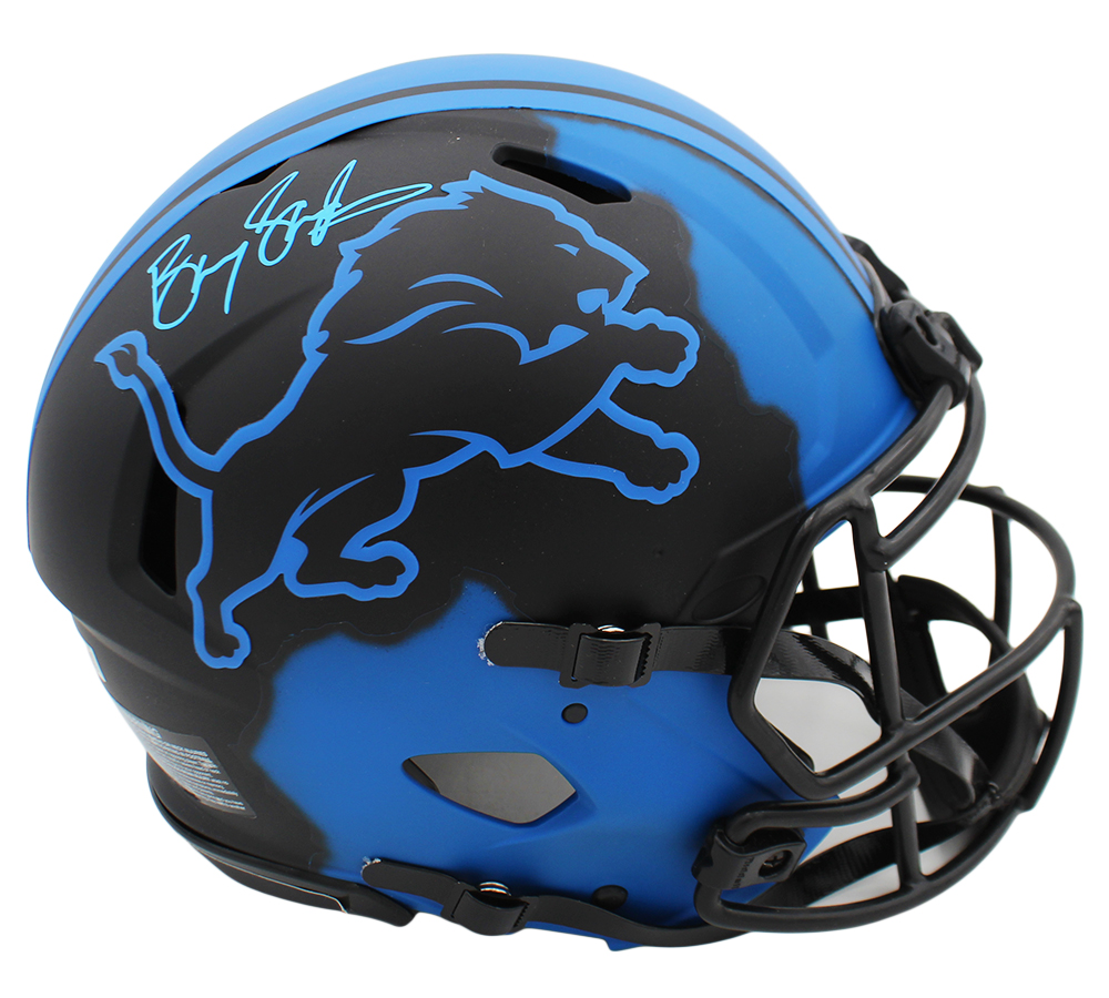 Barry Sanders Signed Detroit Lions Speed Authentic Eclipse Ripped NFL Helmet - Image 2