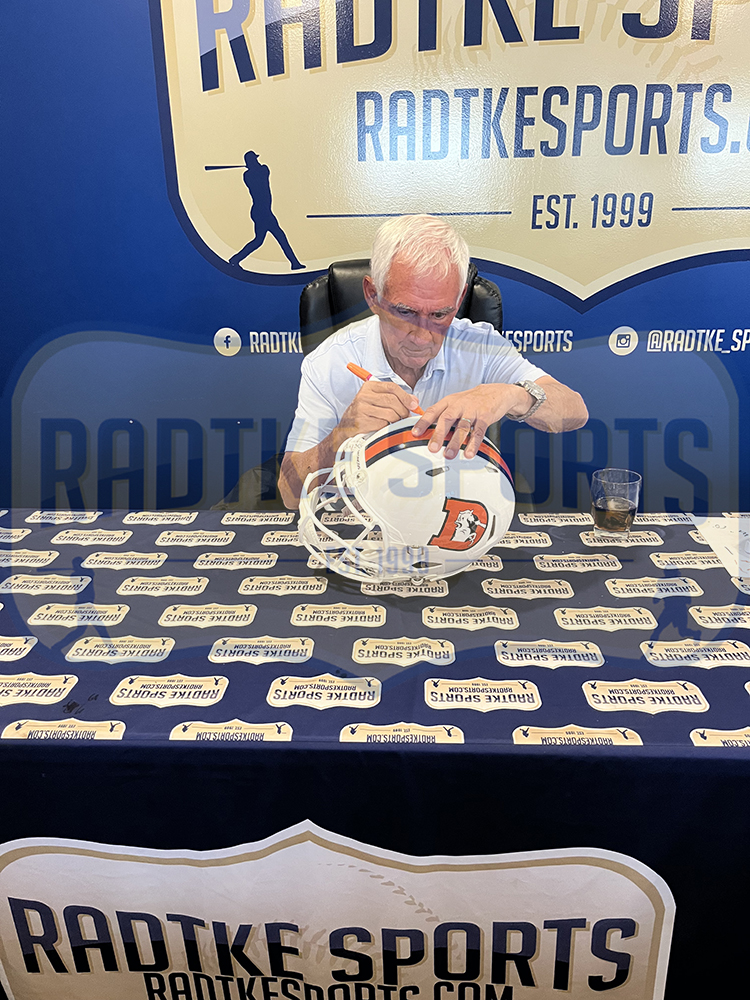 Mike Shanahan Signed Denver Broncos Speed Full Size Snowcap NFL Helmet - Image 3