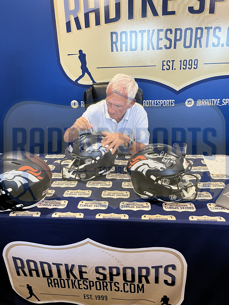 John Elway, Rod Smith, Ed McCaffrey & Mike Shanahan Signed Denver Broncos Speed Flex Authentic NFL Helmet - Image 6