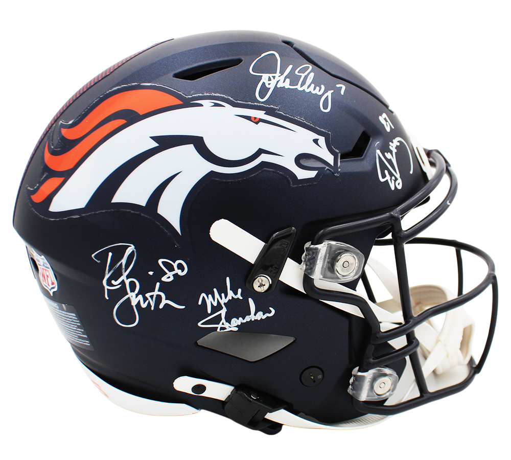 John Elway, Rod Smith, Ed McCaffrey & Mike Shanahan Signed Denver Broncos Speed Flex Authentic NFL Helmet - Image 2