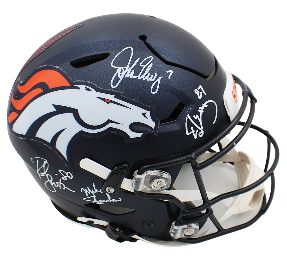 John Elway, Rod Smith, Ed McCaffrey & Mike Shanahan Signed Denver Broncos Speed Flex Authentic NFL Helmet - Image 3