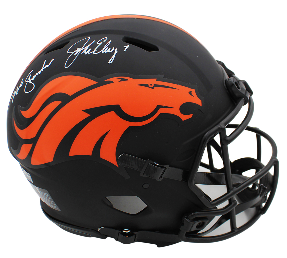 Mike Shanahan and John Elway Signed Denver Broncos Speed Authentic Eclipse NFL Helmet - Image 2
