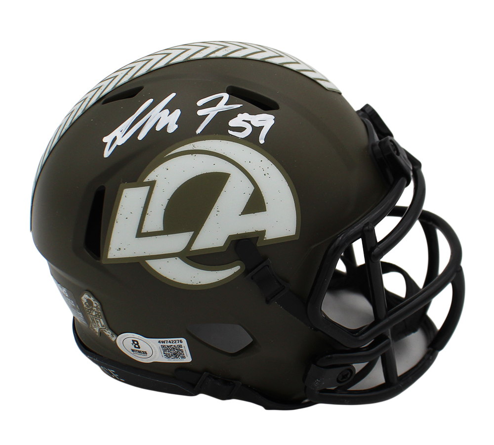 London Fletcher Signed Los Angeles Rams Speed Salute to Service NFL Mini Helmet