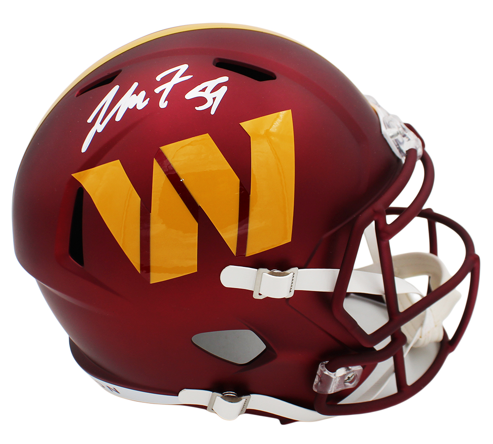 London Fletcher Signed Washingon Commanders Speed Full Size Anodized Maroon NFL Helmet - Image 2