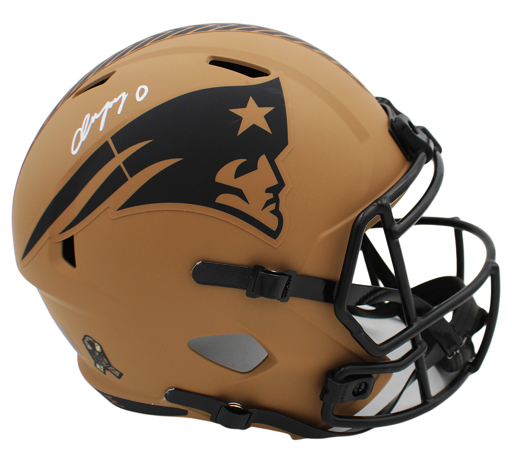 Christian Gonzalez Signed New England Patriots Speed Full Size Salute to Service 2 NFL Helmet
