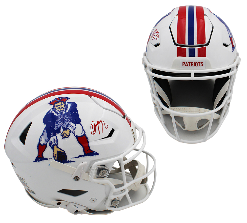 Christian Gonzalez Signed New England Patriots Speed Authentic Flex Throwback 82-89 NFL Helmet