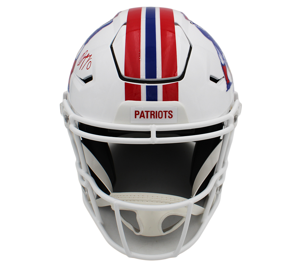 Christian Gonzalez Signed New England Patriots Speed Authentic Flex Throwback 82-89 NFL Helmet - Image 3