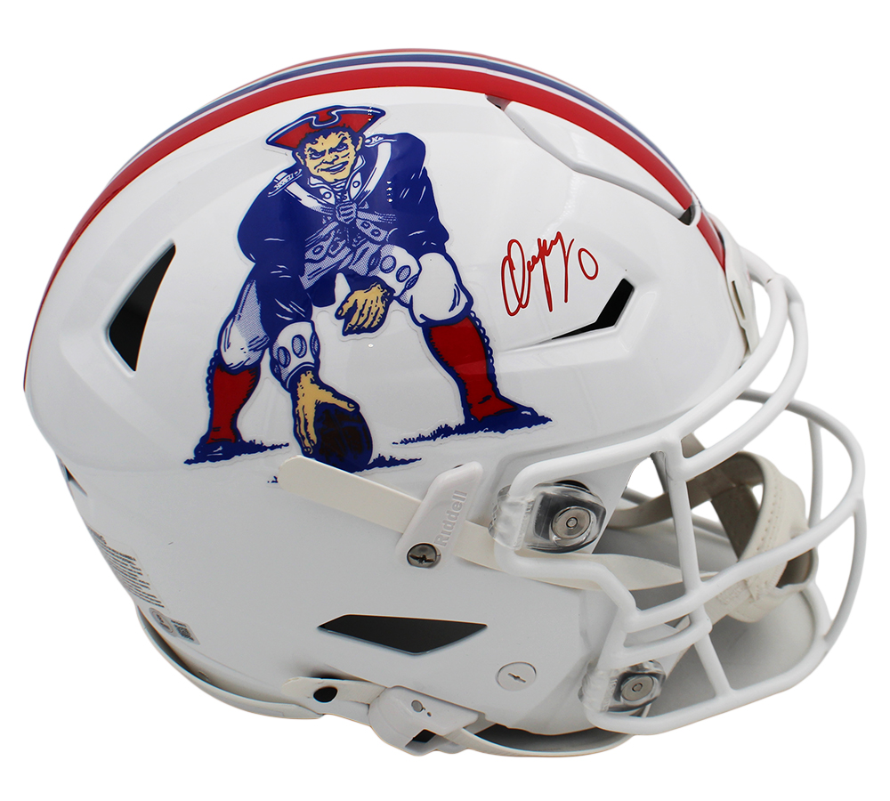 Christian Gonzalez Signed New England Patriots Speed Authentic Flex Throwback 82-89 NFL Helmet - Image 2