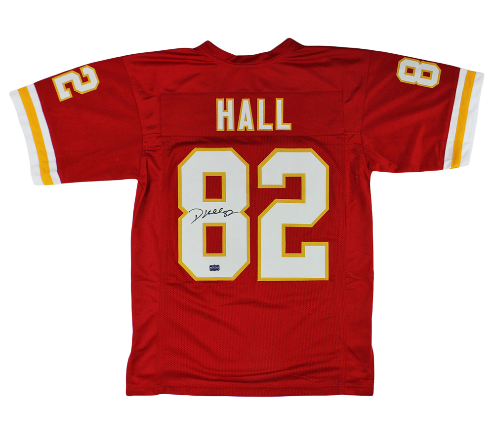 Dante Hall Signed Kansas City Custom Red Jersey with White Sleeve Hem