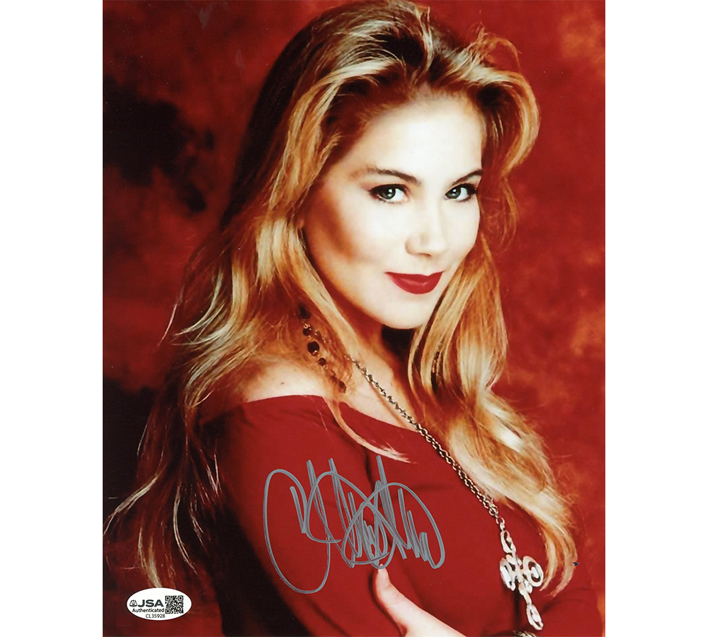 Christina Applegate Signed Married with Children Unframed 8 x 10 Red Shirt w/Red Background Photo