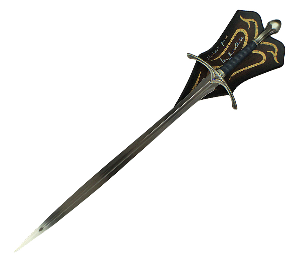 Ian McKellen Signed Lord of the Rings Glamdring 47" Stainless Steel Sword and Wall Desplay Plaque with Inscription