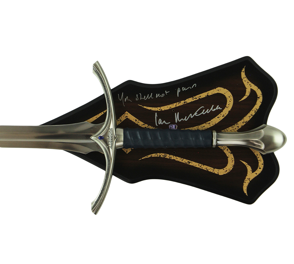 Ian McKellen Signed Lord of the Rings Glamdring 47" Stainless Steel Sword and Wall Desplay Plaque with Inscription - Image 2