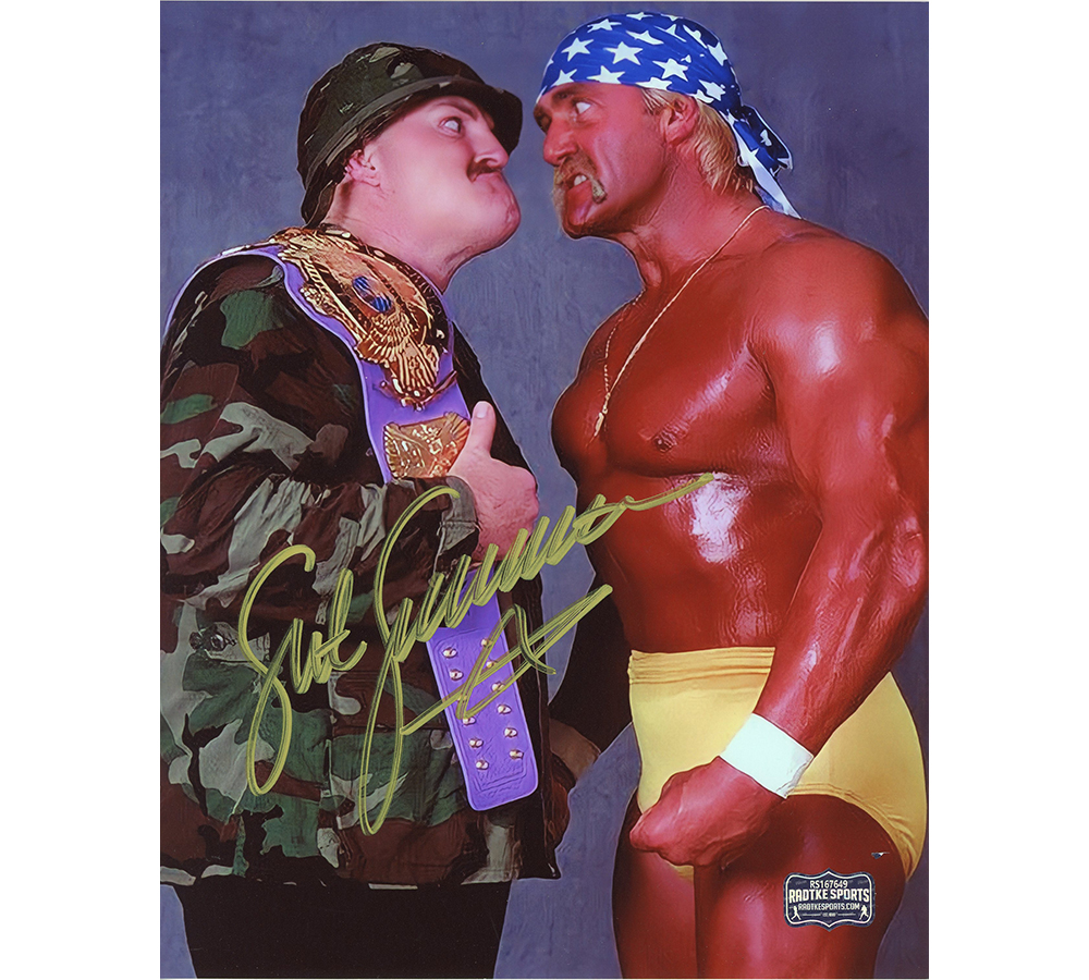 Sgt. Slaughter Signed Wrestling Unframed 8 x 10 W/ Hulk Photo