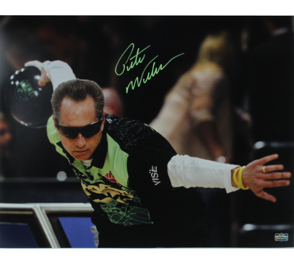 Pete Weber Signed Unframed 16x20 Bowling Photo - Green Ink