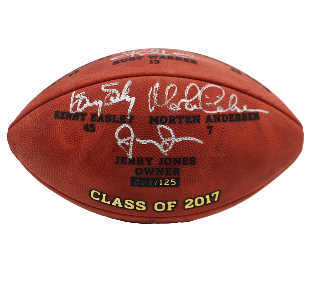 2017 Hall of Fame Class Signed Wilson Authentic Hall of Fame Logo NFL Football signatures include Kurt Warner, Terrell Davis and Morten Andersen - Image 3