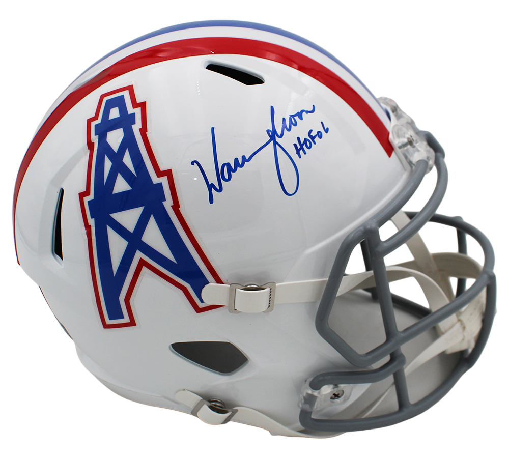 Warren Moon Signed Houston Oilers Speed Full Size Throwback 1975-80 NFL Helmet with “HOF 06" Inscription