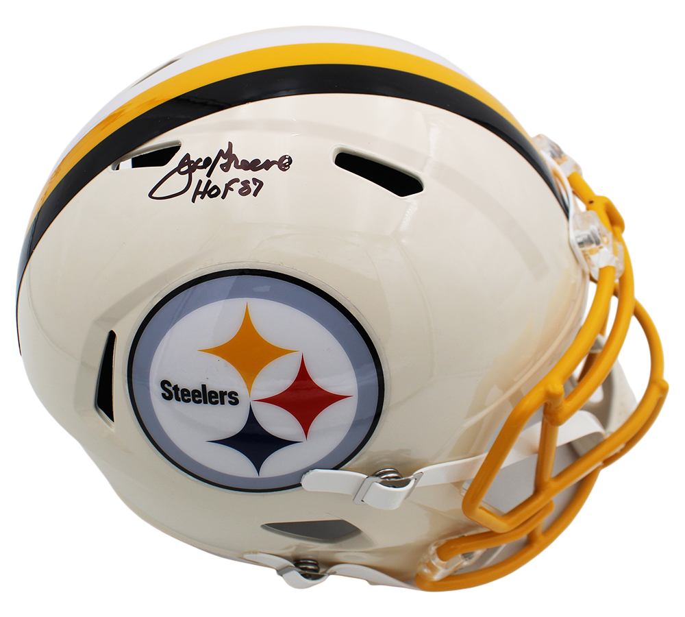 Joe Greene Signed Pittsburgh Steelers Speed Full Size Retro NFL Helmet with "HOF 87" Inscription