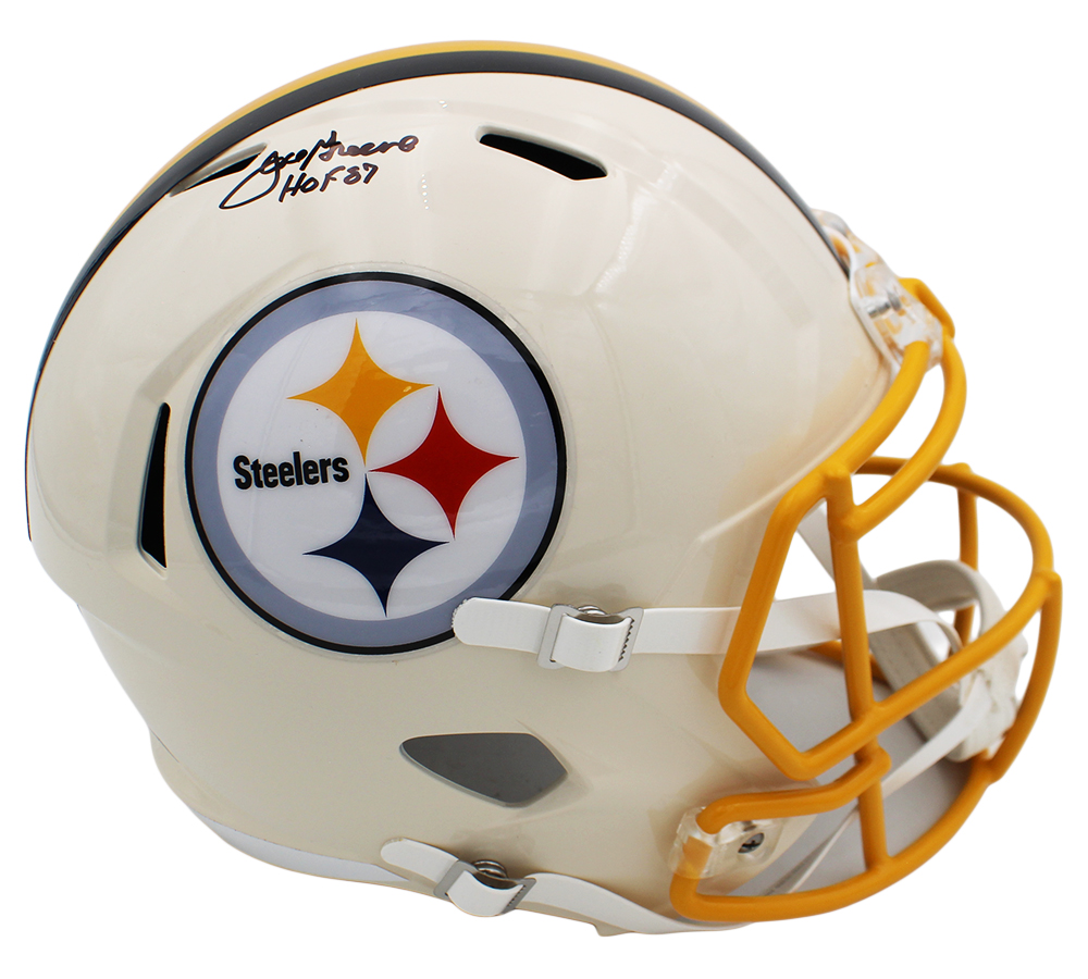 Joe Greene Signed Pittsburgh Steelers Speed Full Size Retro NFL Helmet with "HOF 87" Inscription - Image 2