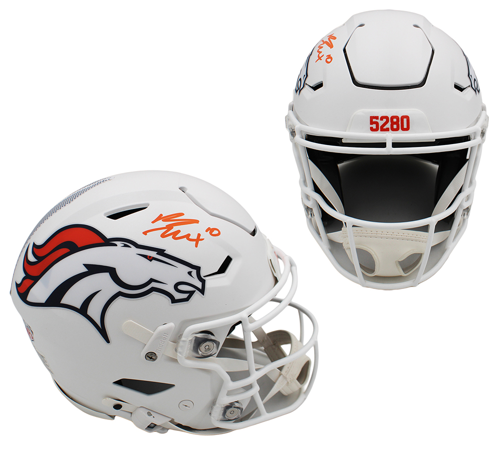Bo Nix Signed Denver Broncos Speed Flex Authentic ALT White NFL Helmet with "24" Inscription